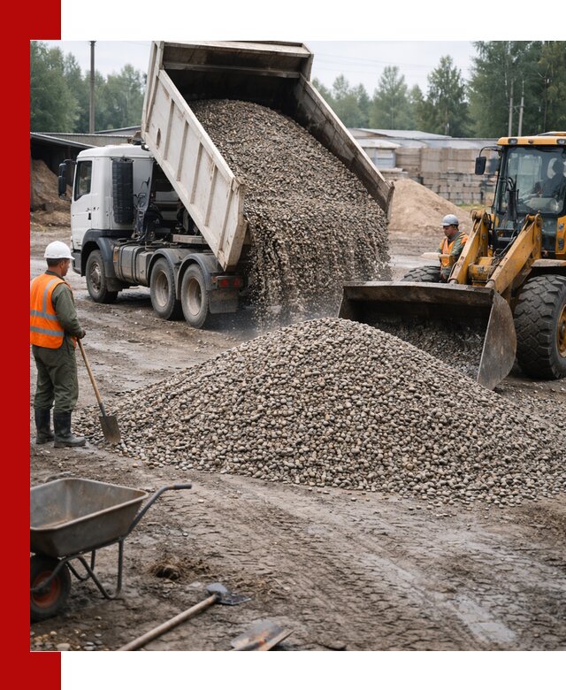 Мытый гравий с доставкой в Соли-Илецке от карьера до участка