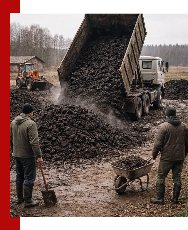 Доставка низинного торфа с разгрузкой и доставкой в Соли-Илецке