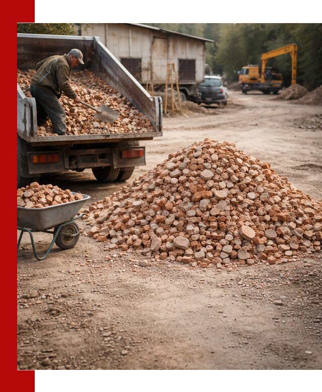 Доставка и подушка из боя кирпича с разгрузкой в Соли-Илецке