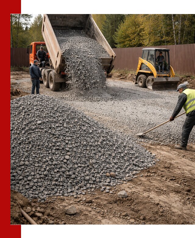 Отсыпка участка щебнем с доставкой и уплотнением в Соли-Илецке